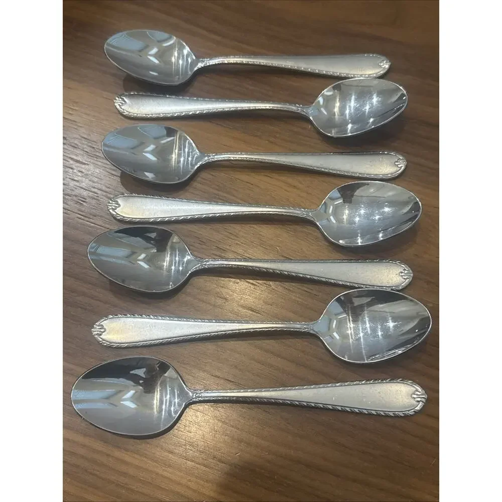 Hampton Silversmiths RACHELLE FROST Teaspoons Set Lot of 7 Stainless 18/10 Vtg